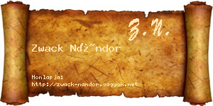Zwack Nándor névjegykártya